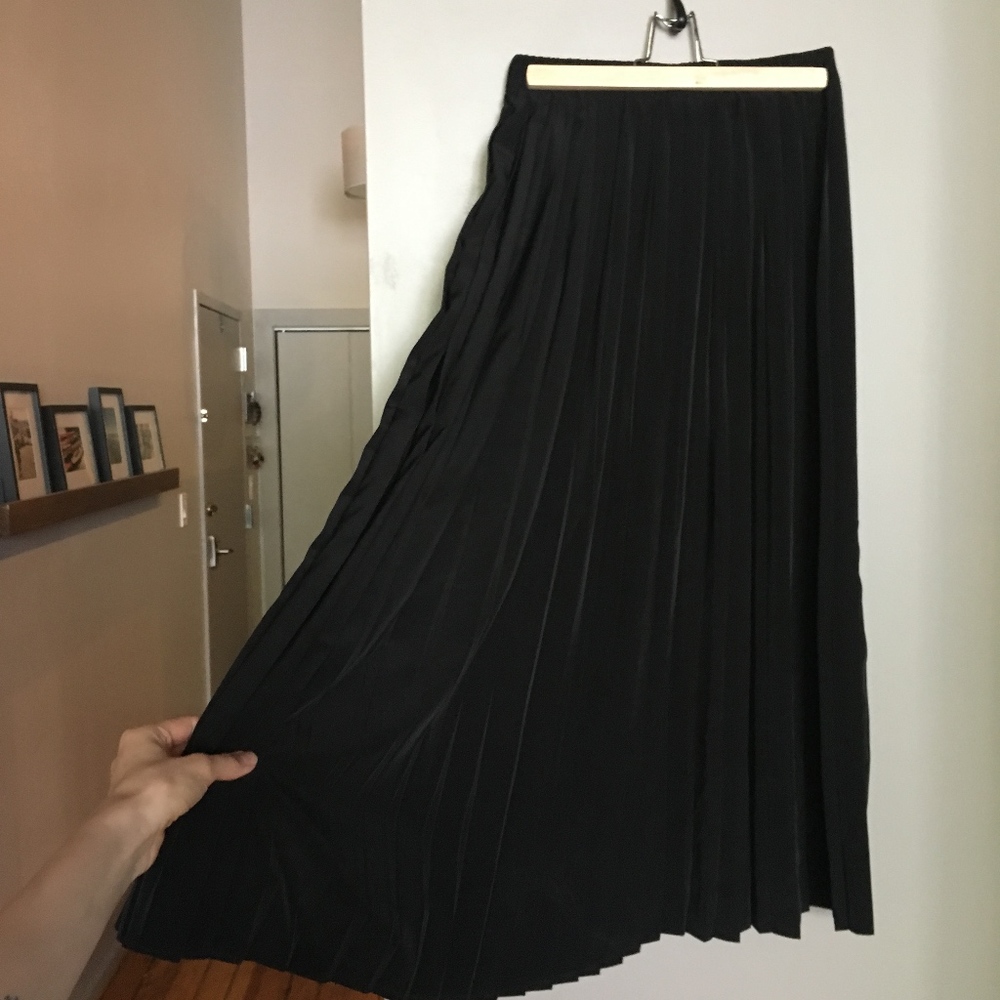 Banana Republic Black Pleated Midi-Maxi Skirt